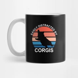 Easily Distracted By Corgis - White Text Mug